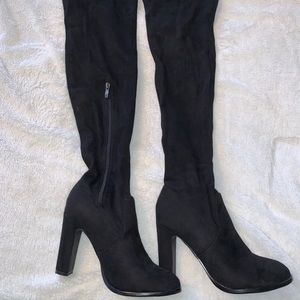 Black Suede Knee High Boots